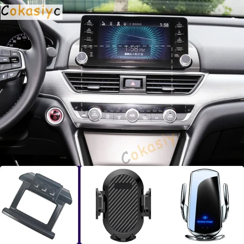 Car Phone Holder For Honda Accord MK10 MK10.5 2018 2019 2020-2022 Mobile Phone Mounts Car Wireless Charging Special Fixed Base