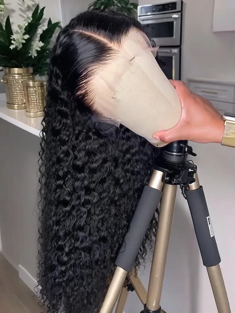 46 Inch Human Hair Wig Deep Wave 13X6 Hd Curly Lace Glueless Human Hair Frontal 7X5 Lace Wigs Natural Black Curly Wig