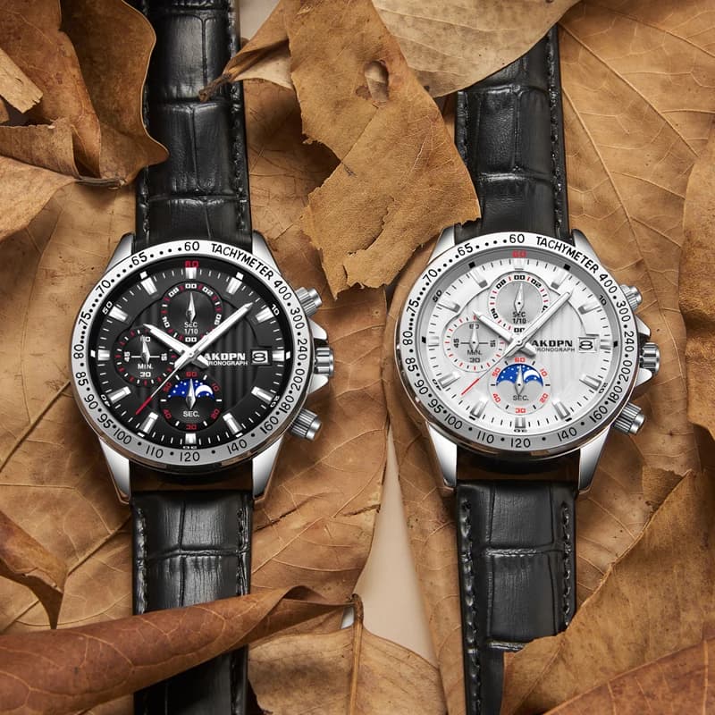 Men's Watch Fashionable Sports Watch Genuine Leather Wrist Watch Quartz Watch Waterproof Chronograph Wrist Watch