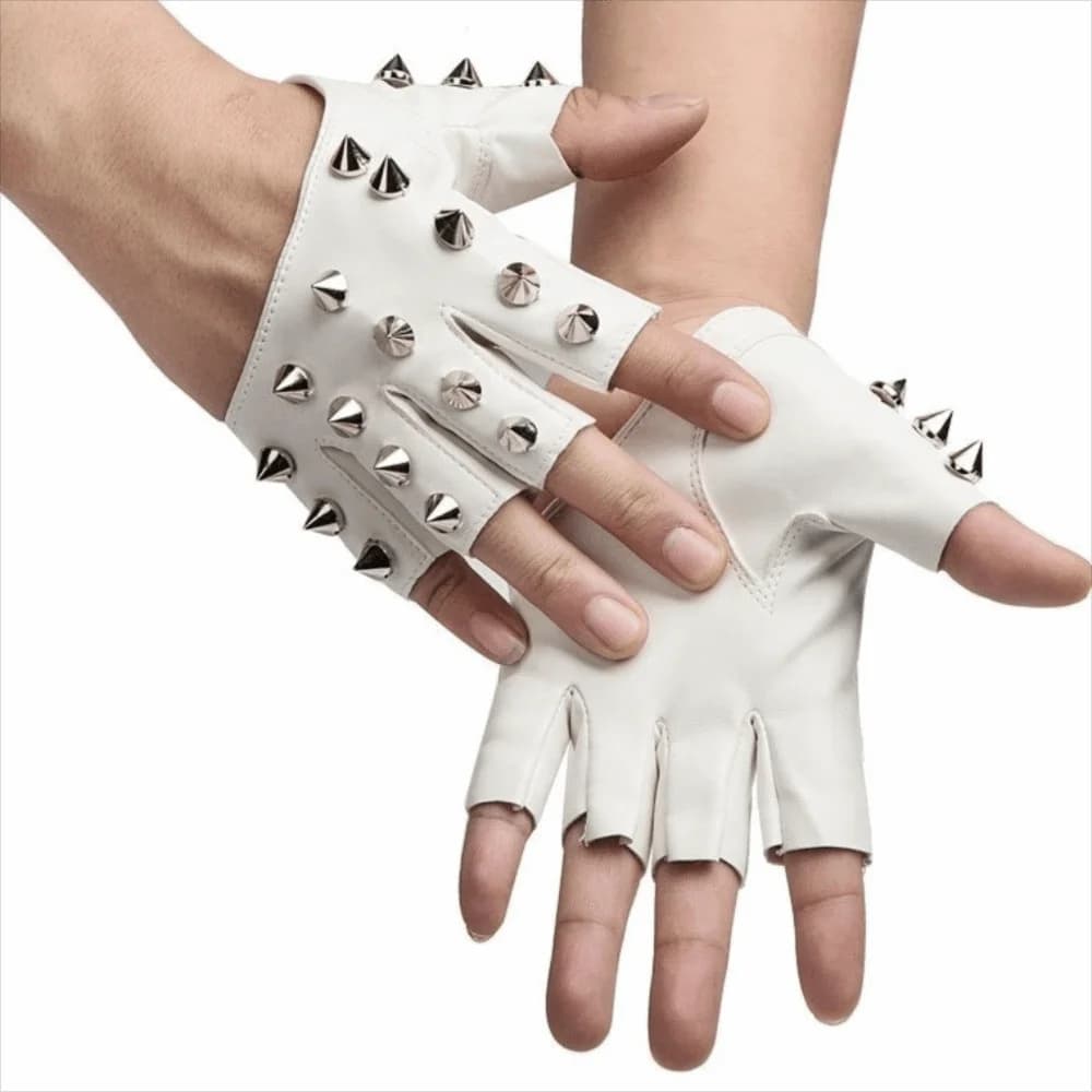 Motor Fingerless Rivet Gloves Solid Color Hip Pop Half-palm Gloves Gothic PU Leather Patent Leather Gloves Men