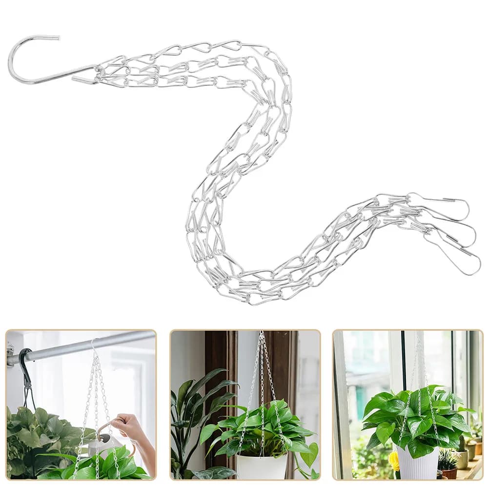 4Pcs Hanging Basket Chain Decorative White Triple Chain Rust Resistant for Flower Pots Lanterns Wind Chimes Plant Hangers
