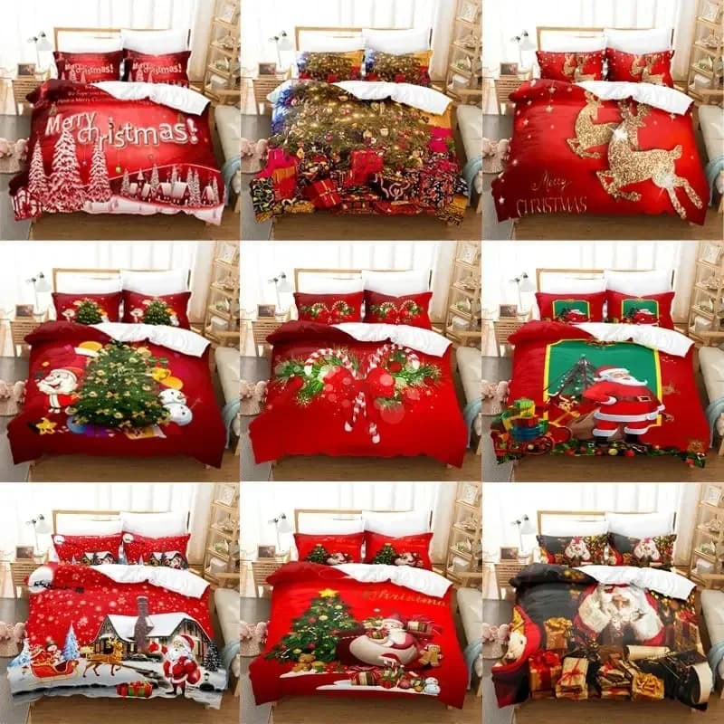 Set di Biancheria da Letto Natalizia Stampata in 3D, Copripiumino per Camera da Letto, Coperte Singole, Matrimoniali e King Size, Tessili per la Casa