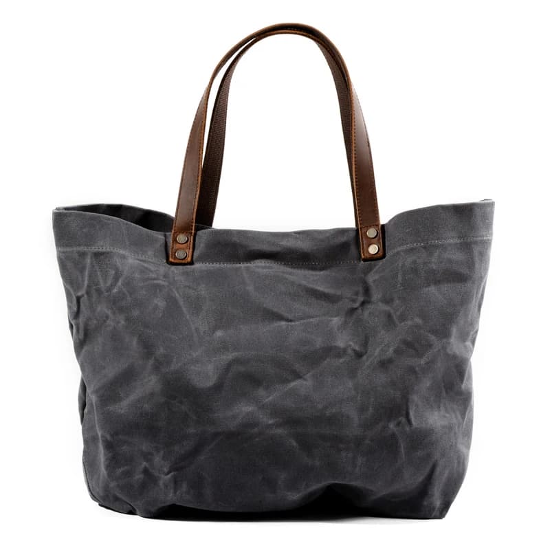 Large Capacity Vintage Canvas Tote Bag Men Women Casual Shopping Bag American Retro Style Iron Hardware Foldable Shopping Bag