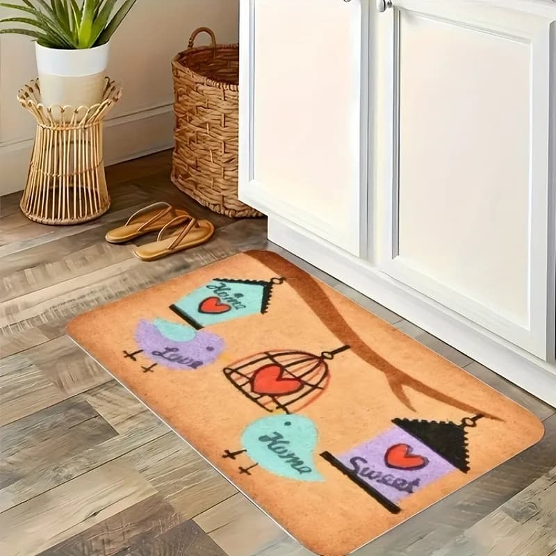 Tappeto da Cucina Antiscivolo a Forma di Cuore 'Sweet Home', Design Pop, Tappetino da Bagno, Tappeto per Lavanderia e Decorazione Casa