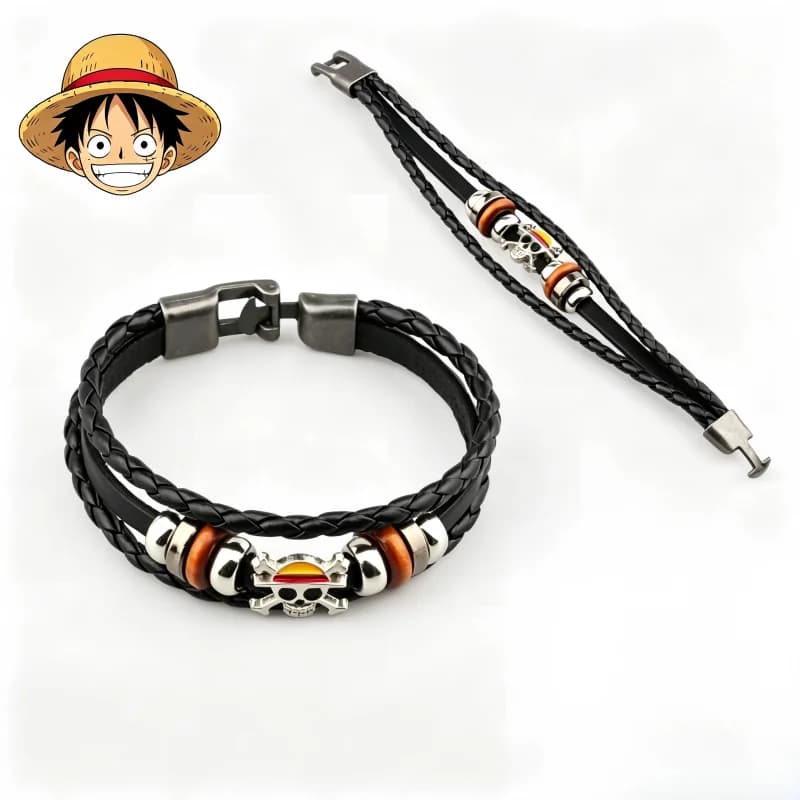 Cosplay accessories One Piece woven Bracelet Luffy Cosplay Accessories Straw Hat Pirate multilayer buckle ring birthday gift
