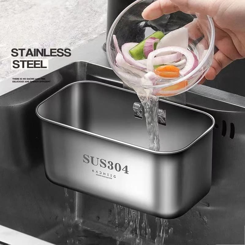 304Stainless Steel Sink Drainer Basket Square Food Waste Strainer Colander for Kitchen Sink Organizer Multi Purpose Storage Rack