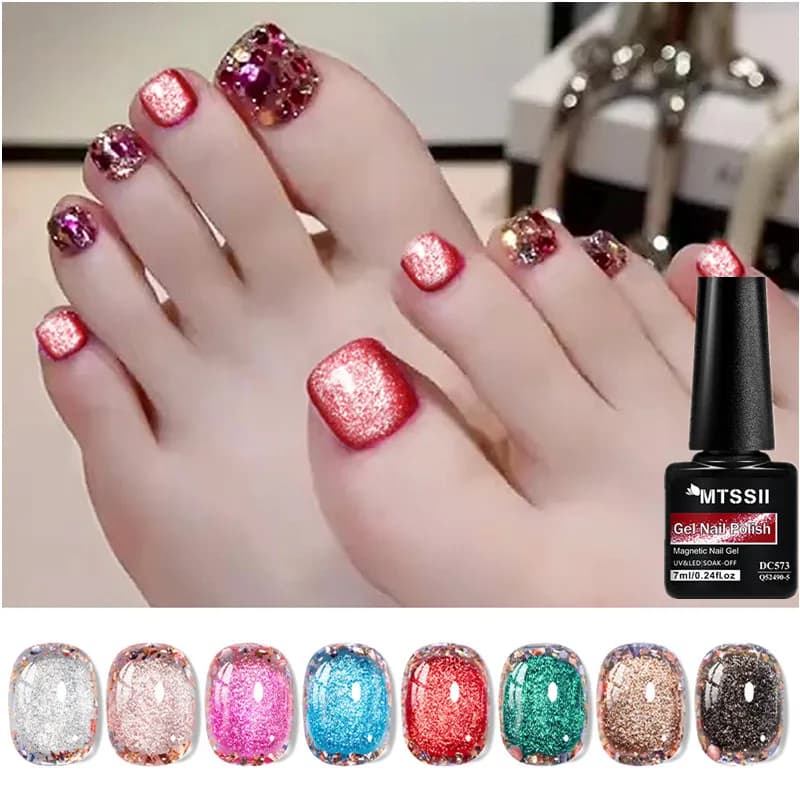 Smalto per unghie gel magnetico gatto super lucido Gel magnetico glitter rosso Semi permanente Soak Off Smalto gel UV per unghie natalizie