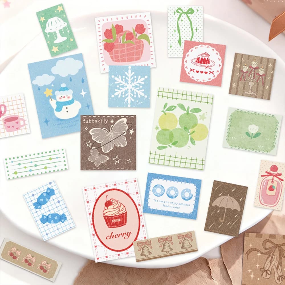 Berry Sea Salt Film Series Handheld Sticker Decoration Base Collage Material Background Sticker Pack，colorful