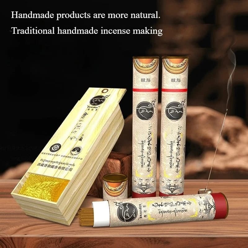 Bastoncini d'Incenso Autentici in Stile Tibetano, 70g, Naturali e Fatti a Mano, per Tempio, Meditazione, Hall di Hotel, Favorisce il Sonno