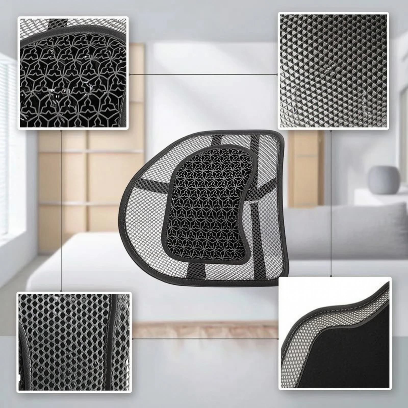 Gel Lumbar Support Cushion Ergonomic Mesh Back Support Cushion Cooling Lightweight for Office Workers, Desk Chair, Car Seat