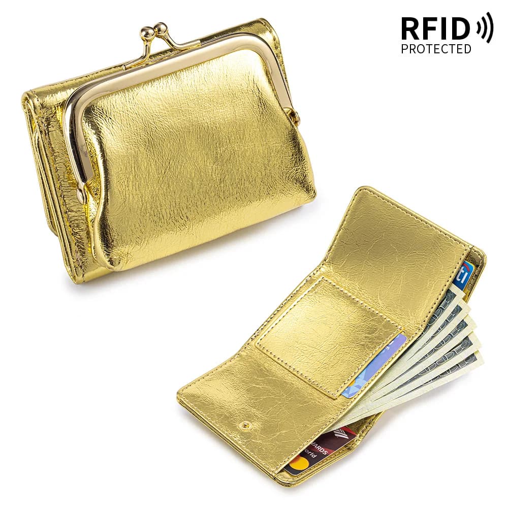Portafoglio Corto da Donna in Pelle RFID 2026 Nuovo Portamonete in Vera Pelle Porta Carte di Credito Mini Pochette in Pelle Bovina