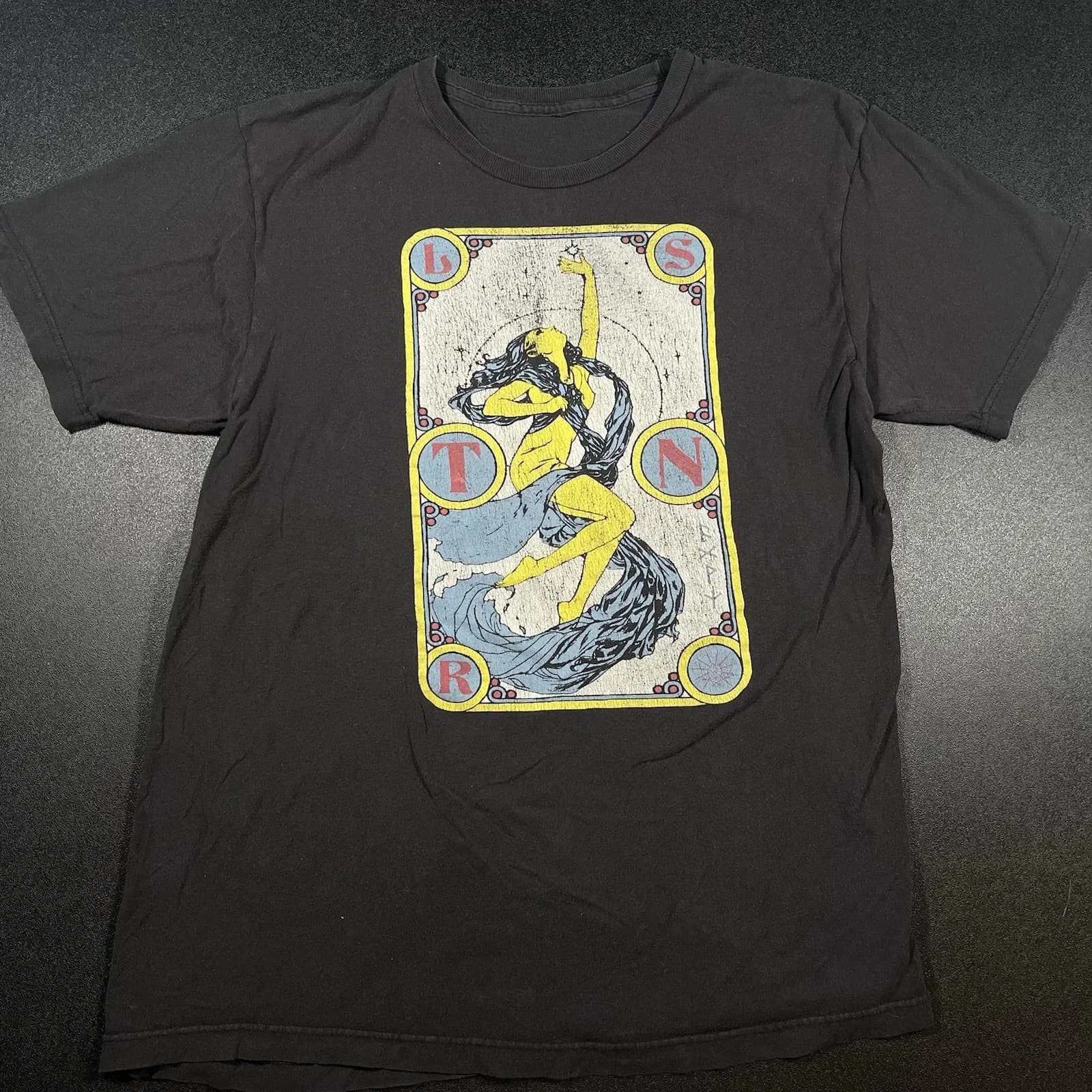 Tarot Card Graphic T-Shirt Black Size Medium Unisex Witch Whimsigoth