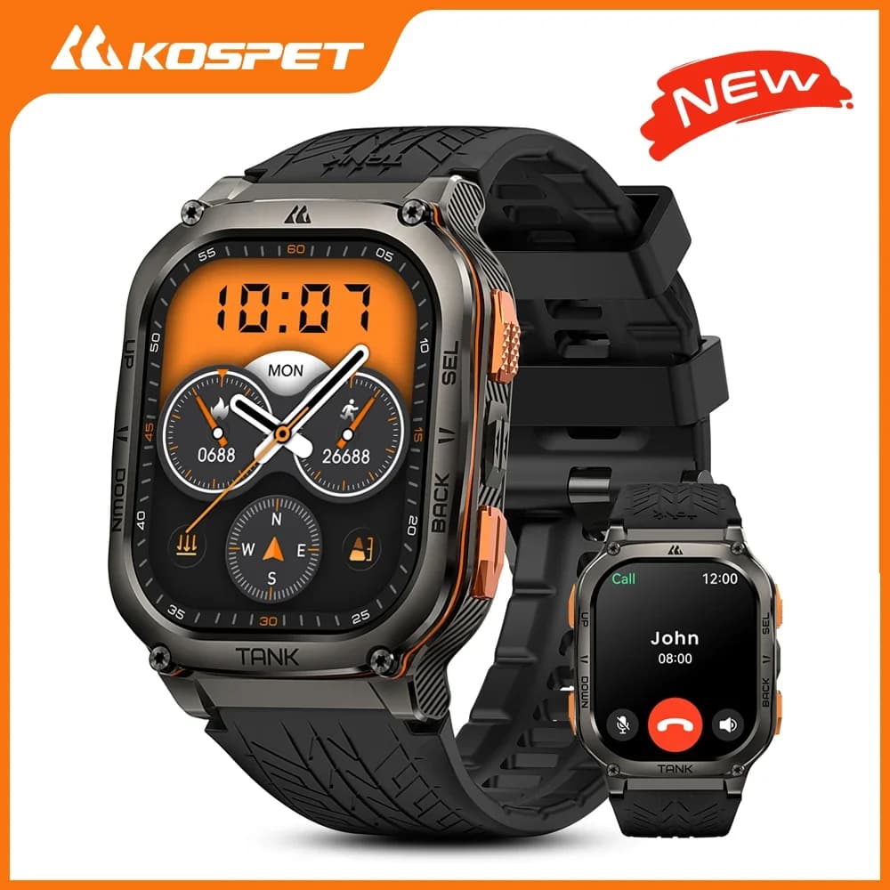 2025 KOSPET TANK M3 Ultra GPS Smart Watch per uomo Acciaio inossidabile 50M IP69K Impermeabile 24/7 Monitor sanitario per Android iOS