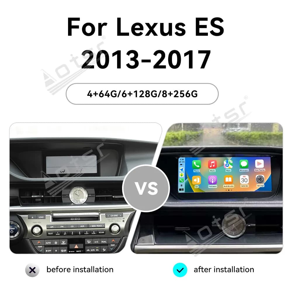 10.25 ''Android 13 per Lexus ES 2013-2017 Qualcomm Touch Car Screen Navigation Carplay autoradio DSP Multimedia Player 1920*720