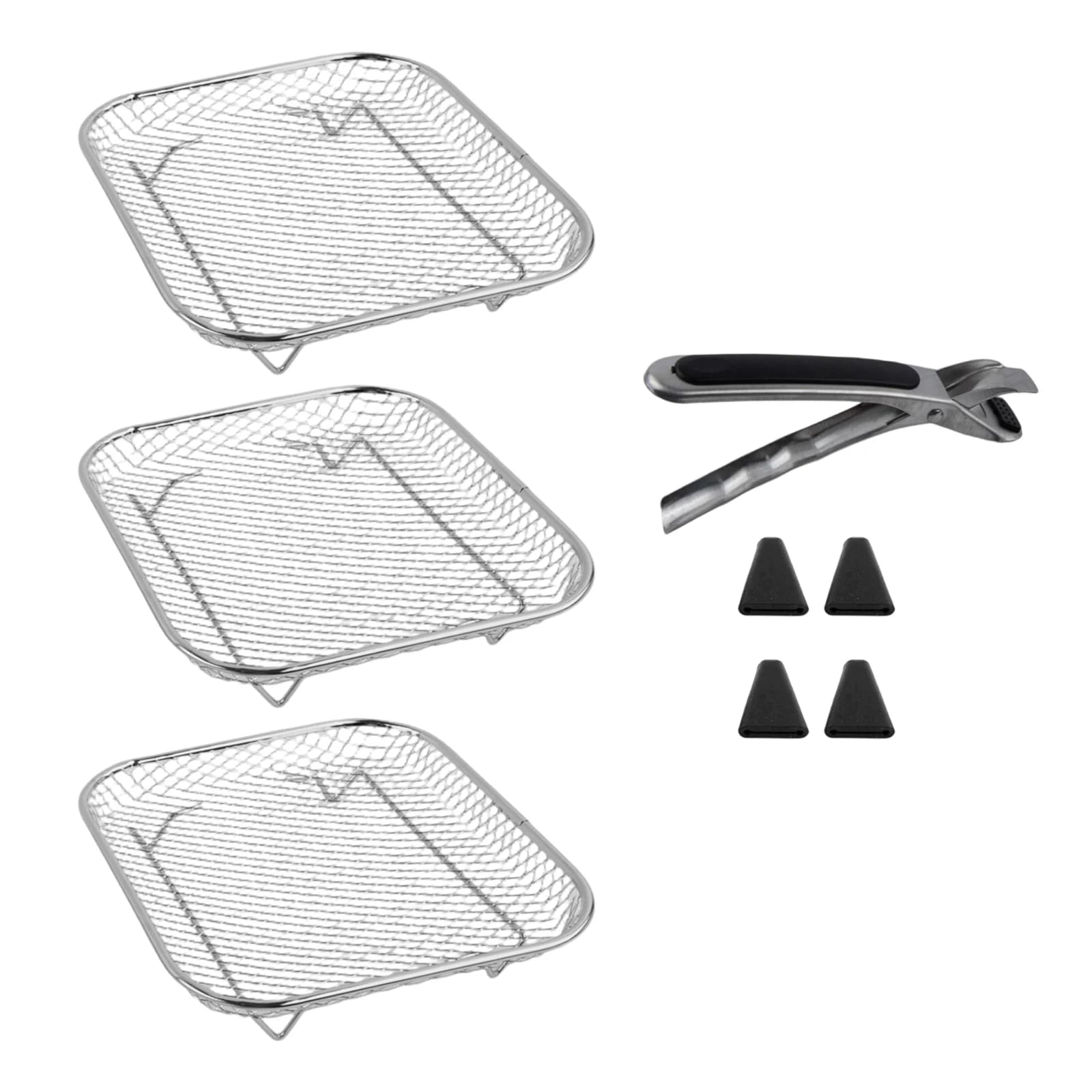 Set di Griglie Rettangolari Impilabili per Friggitrice ad Aria 19.5x13.5x9cm, Accessori per Cucina Lavabili in Lavastoviglie