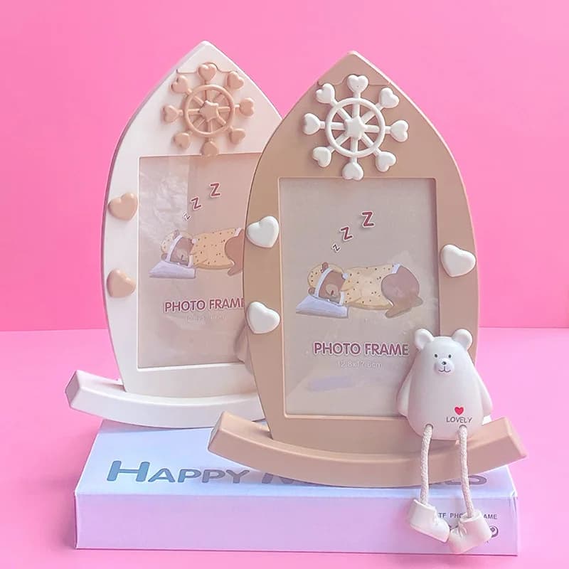 New frame for children's room, cute frame for creative cartoons, frame for photo, frame for photo with bear for sailboat, gift for children