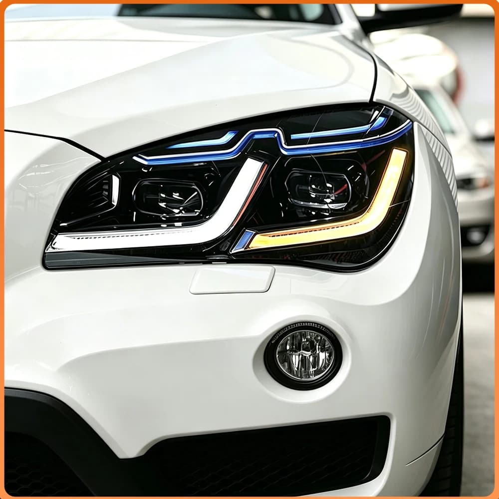 For BMW X1 E84 2010-2015 Auto Headlights Assembly Blue Eyebrow LED DRL Turn Signal Projector Lens Plug and Play Car Front Lamps