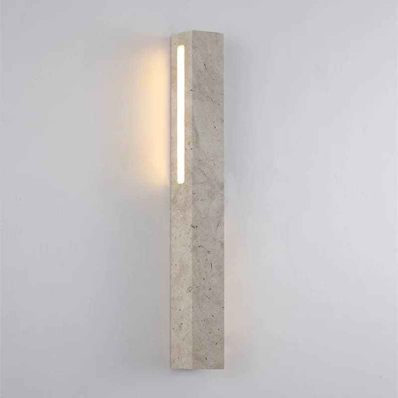 Wabi-Sabi Yellow Cave Stone LED Wall Lamp Bedroom Bedside Travertine Living Room Corridor Passage Long Strip Wall Scone Design
