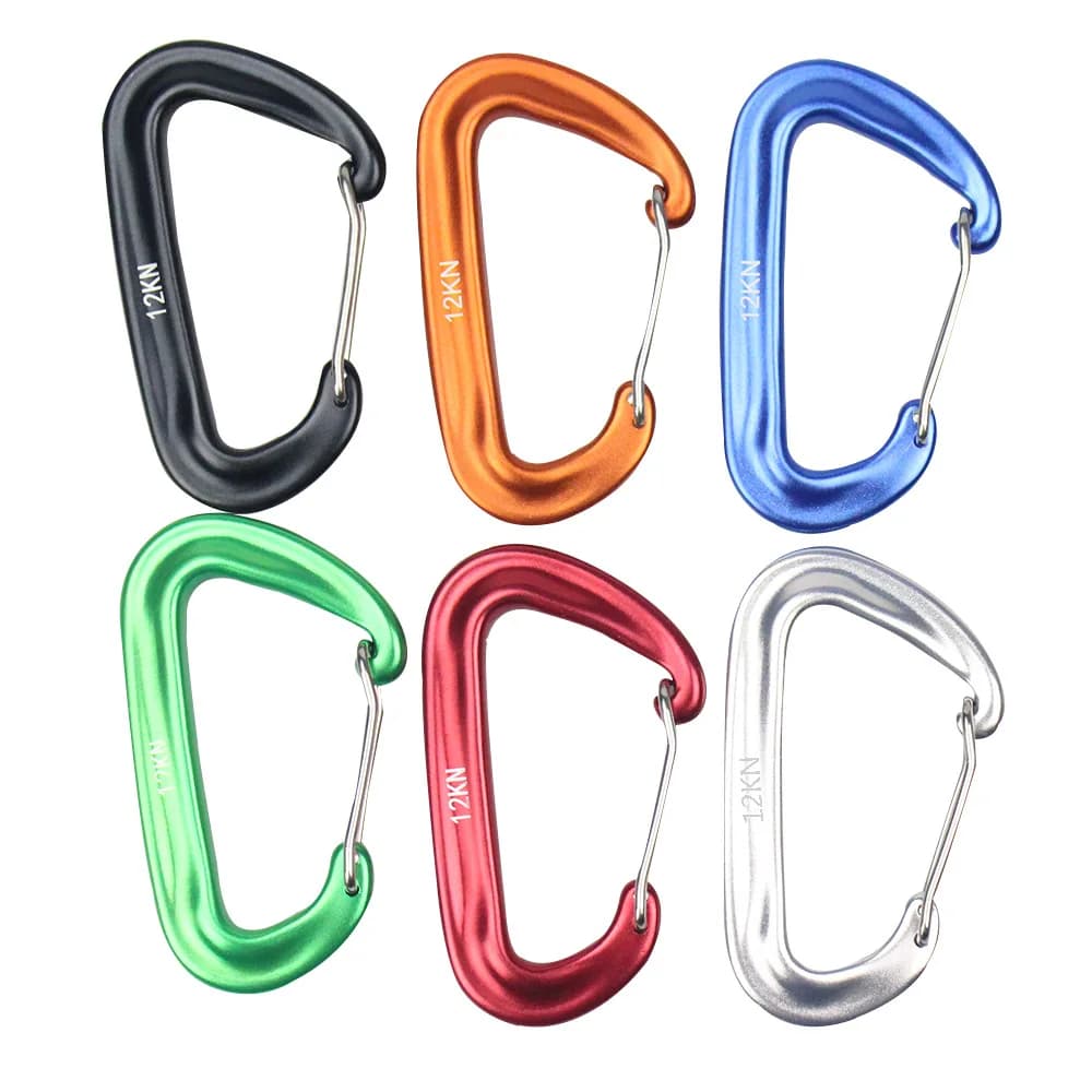 12KN Small Climbing Carabiner D-Shape Mountaineering Buckle Hook Safety Lock Outdoor Camping Hiking Key Chain