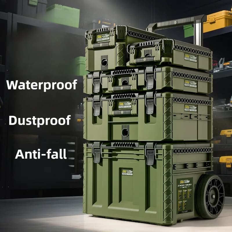 Stacked Tool Box Kit Waterproof Trolley Case Set Multi-functional Working Repair Storage Toolbox Set Hardware Tools Box Kits