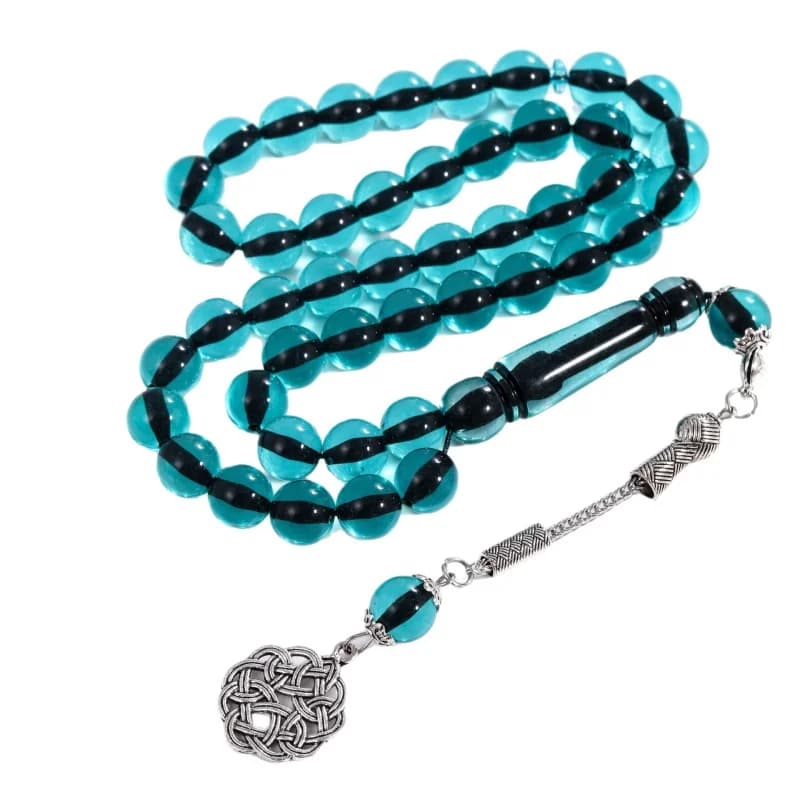 Rosario di preghiera Mouslin trasparente in pietra imitazione 45 pezzi da 10 mm, braccialetto di preghiera per uomini e donne arabi mediorientali/appeso per auto