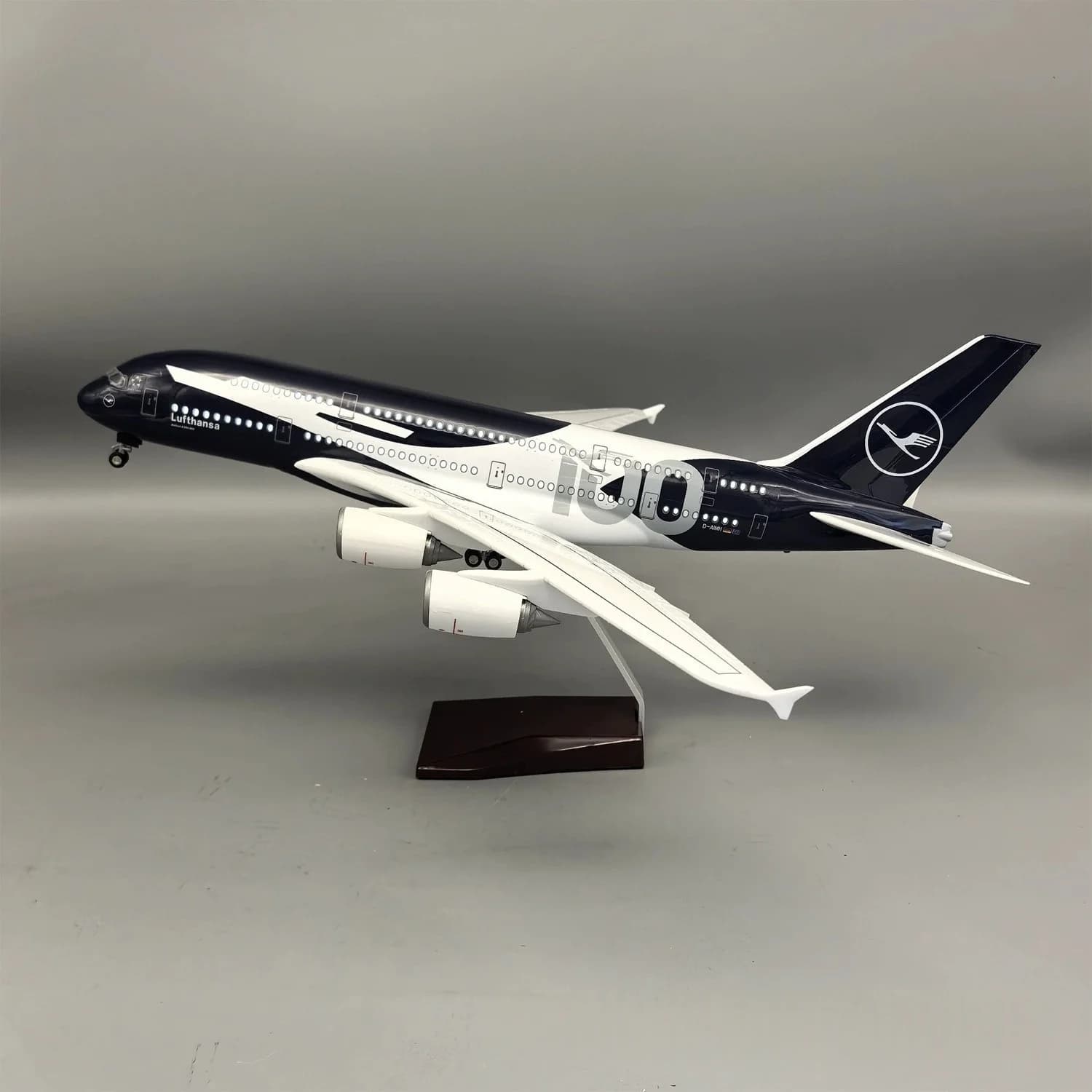 New 45cm Lufthansa A380 100 Years Collectible 1/160 Large Scale Resin Airplane Model Toy Kit for Collections Displays or Gift