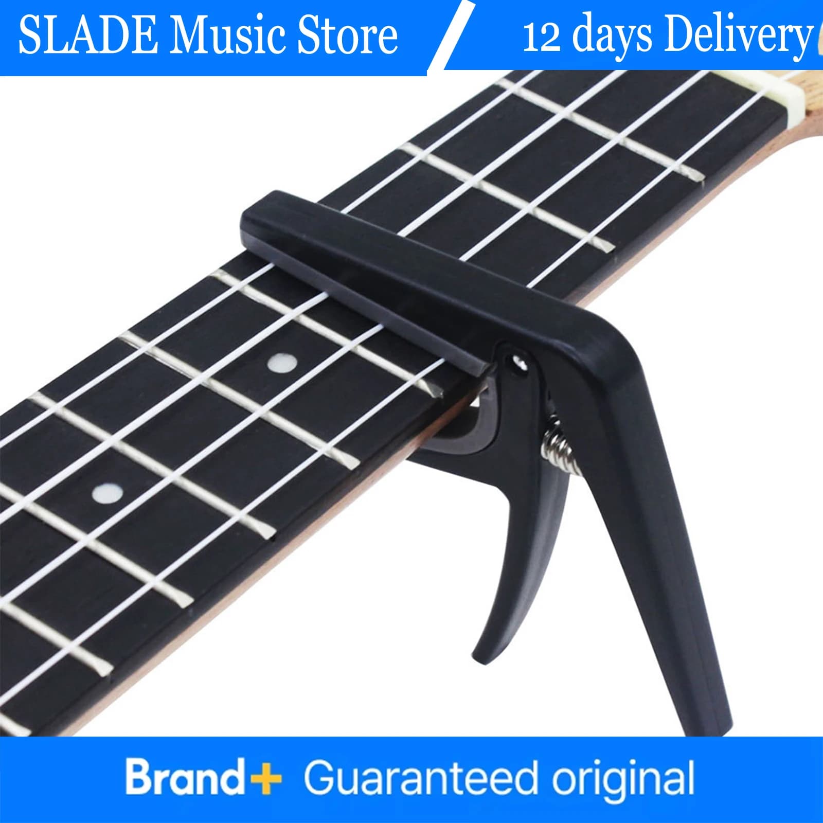 Morsetto per accordatura per chitarra Pro Nero Ukulele Capotasto Sintonizzatore a cambio rapido Accessori per strumenti musicali Acustico 4 corde Hawaii