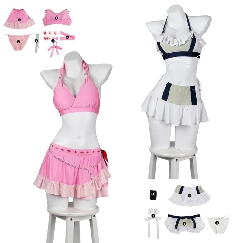 Game Tifa Lockhart Aerith Gainsborough Cosplay Costume Summer Swimsuit Bikini Outfit for Women Halloween Carnival Party Swimwear