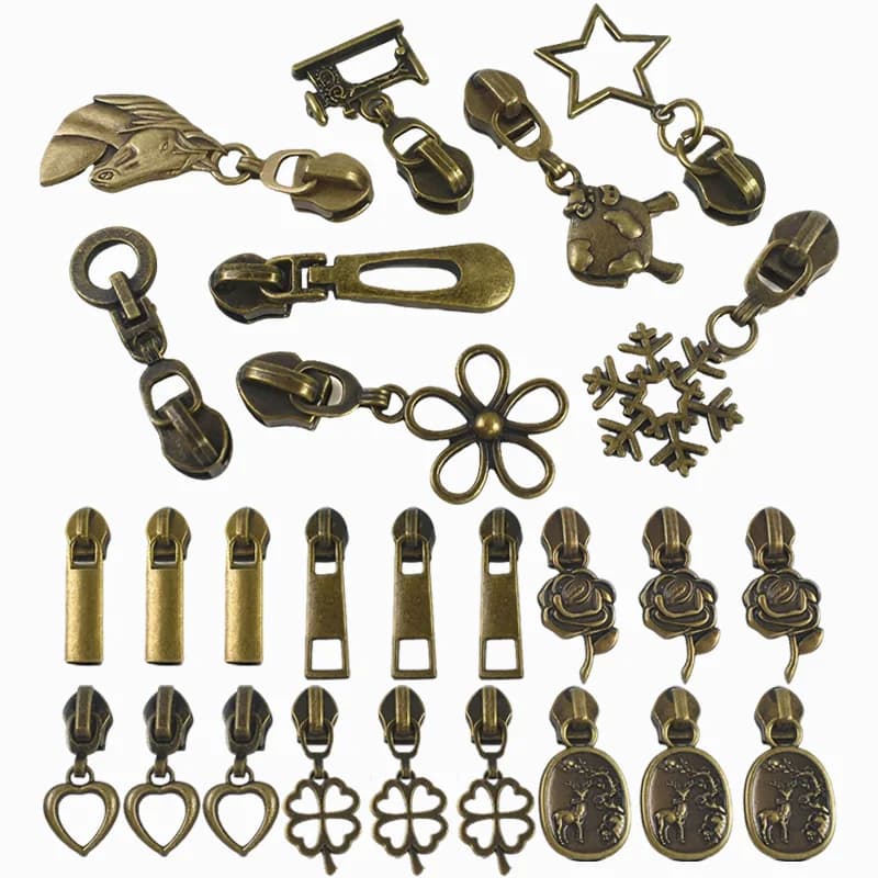 10/20/30Pz 5 # Tirazip in Metallo Bronzo per Giacche, Zaini, Valigie - Ricambio per Cucito e Fai da Te