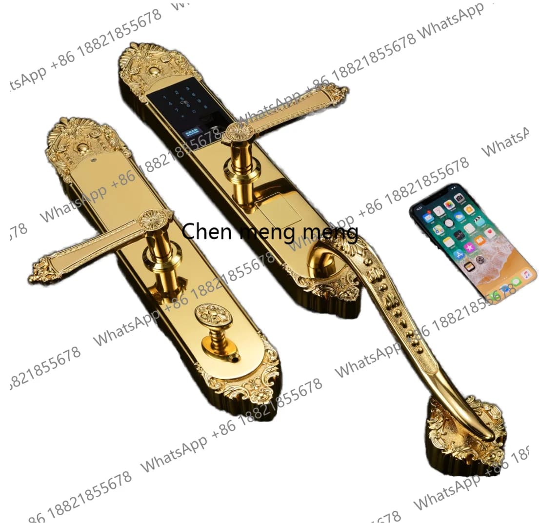 Serratura Intelligente per Porta in Rame Puro Forgiato con Impronta Digitale, Maniglia di Lusso in Ottone Anticato, per Porte in Legno e Lega di Alluminio