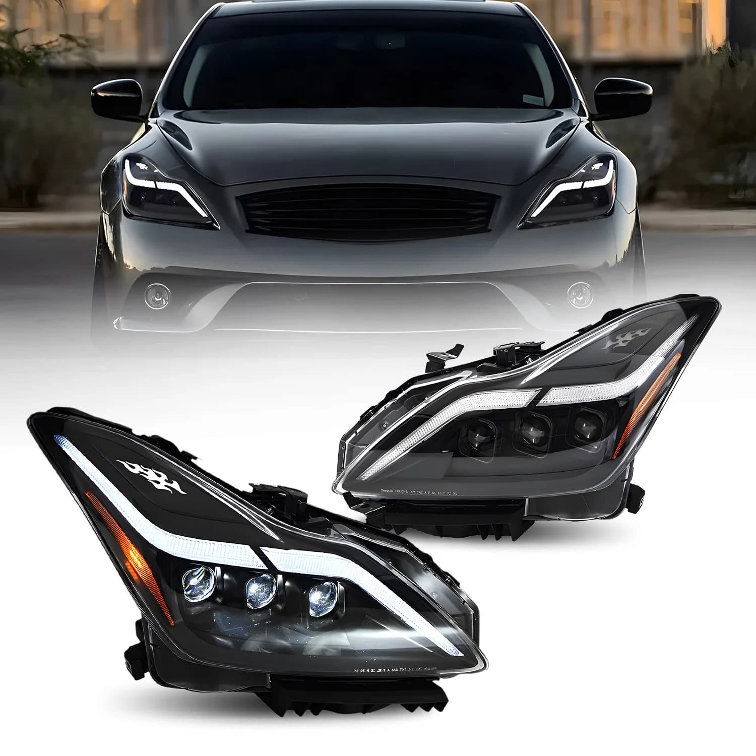 Per Infiniti G25 G37 G35 Q40 2003-2015 Nissan Skyline V36 Fari LED DRL Indicatori di direzione Abbaglianti Angelo Occhio Lente Del Proiettore