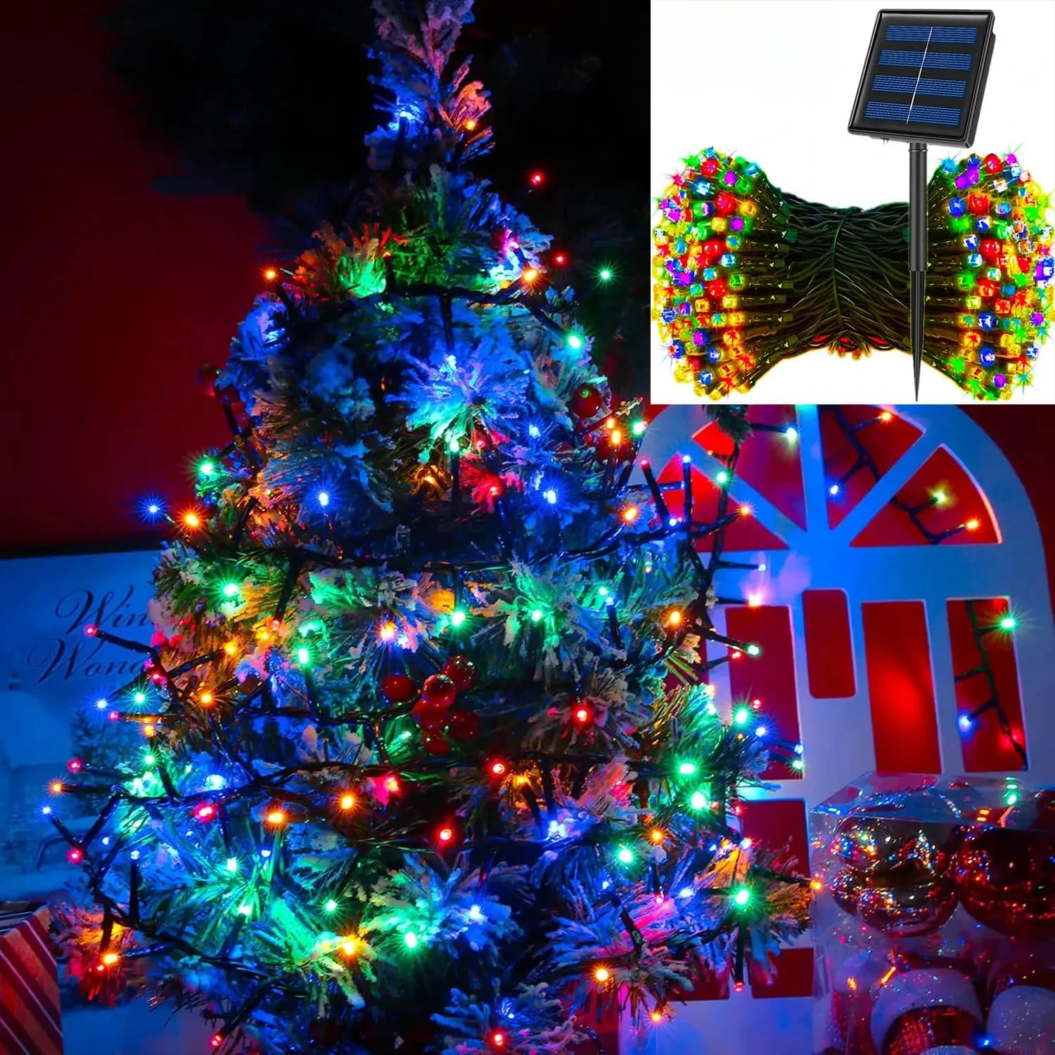 Luci a stringa solari a LED Luci natalizie per esterni ad energia solare Luce natalizia stellata impermeabile per l'atmosfera della festa del festival