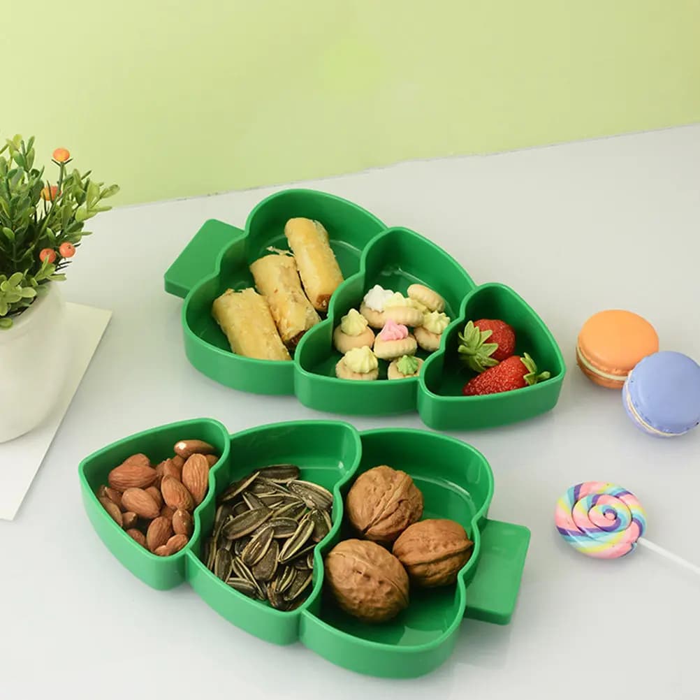 Christmas Tree Candy Dish Reusable Plastic Stylish Compartment Snack Plate for Fruits Nuts Dried Fruits Desserts Tabletop
