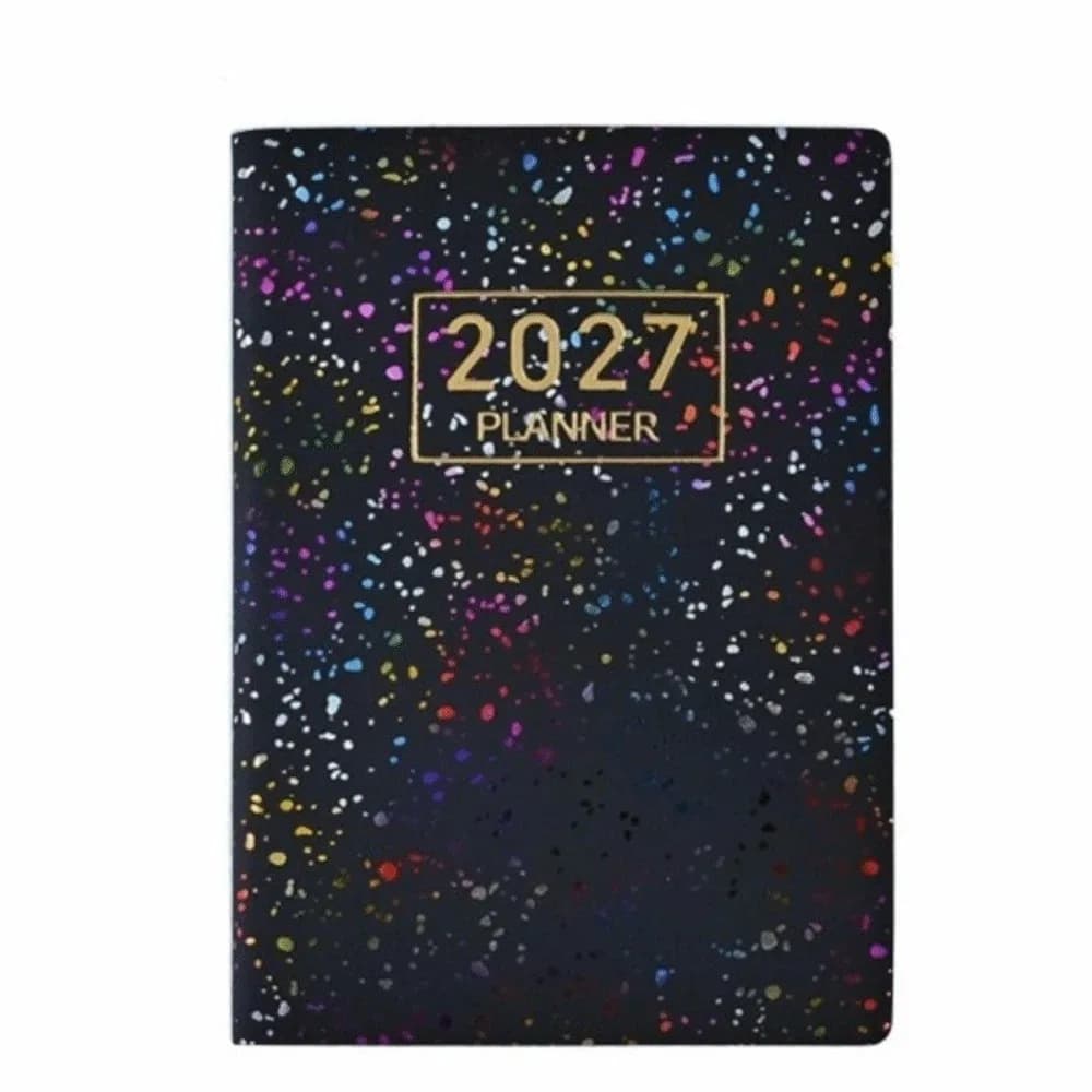 Notebook Leather Cover 2027 Agenda Book 64 Sheets Schedule English Plan Book Compact Glitter Weekly Planner Students