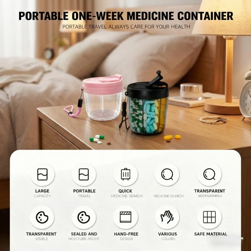 7 large compartments pill holders supplement dispenser for vitamins travel container pills to store bottle holders