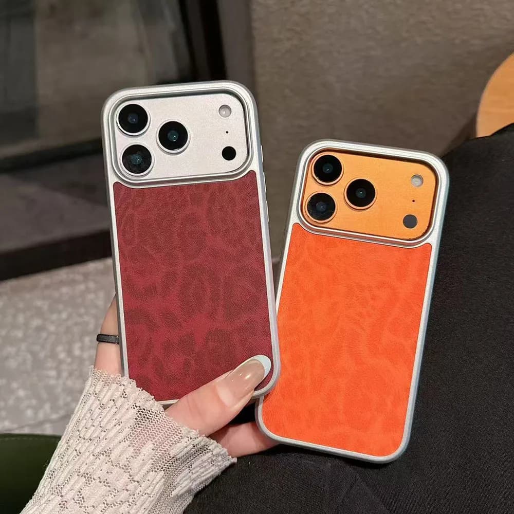 Luxury Leopard Print Texture Large Window Lens Protection Case For iPhone 17 16 15 14 Pro Max Shockproof Matte Hard Bumber Cover