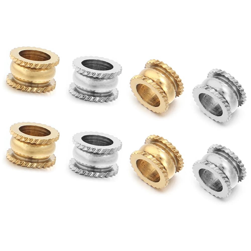 10-20 pcs/lot Stainless steel spacer beads with big hole, bulk beads compatible with 4-5 mm round leather cords, for creating DIY jewellery, bracelets and necklaces