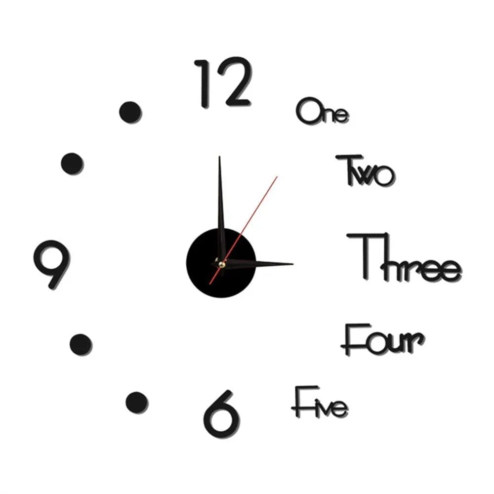 40cm Art Clock 3D Stereo Acrylic DIY Mute Wall Clock Punch-Free Mount Easy Install Decorative Wall Sticker Clock Bedroom