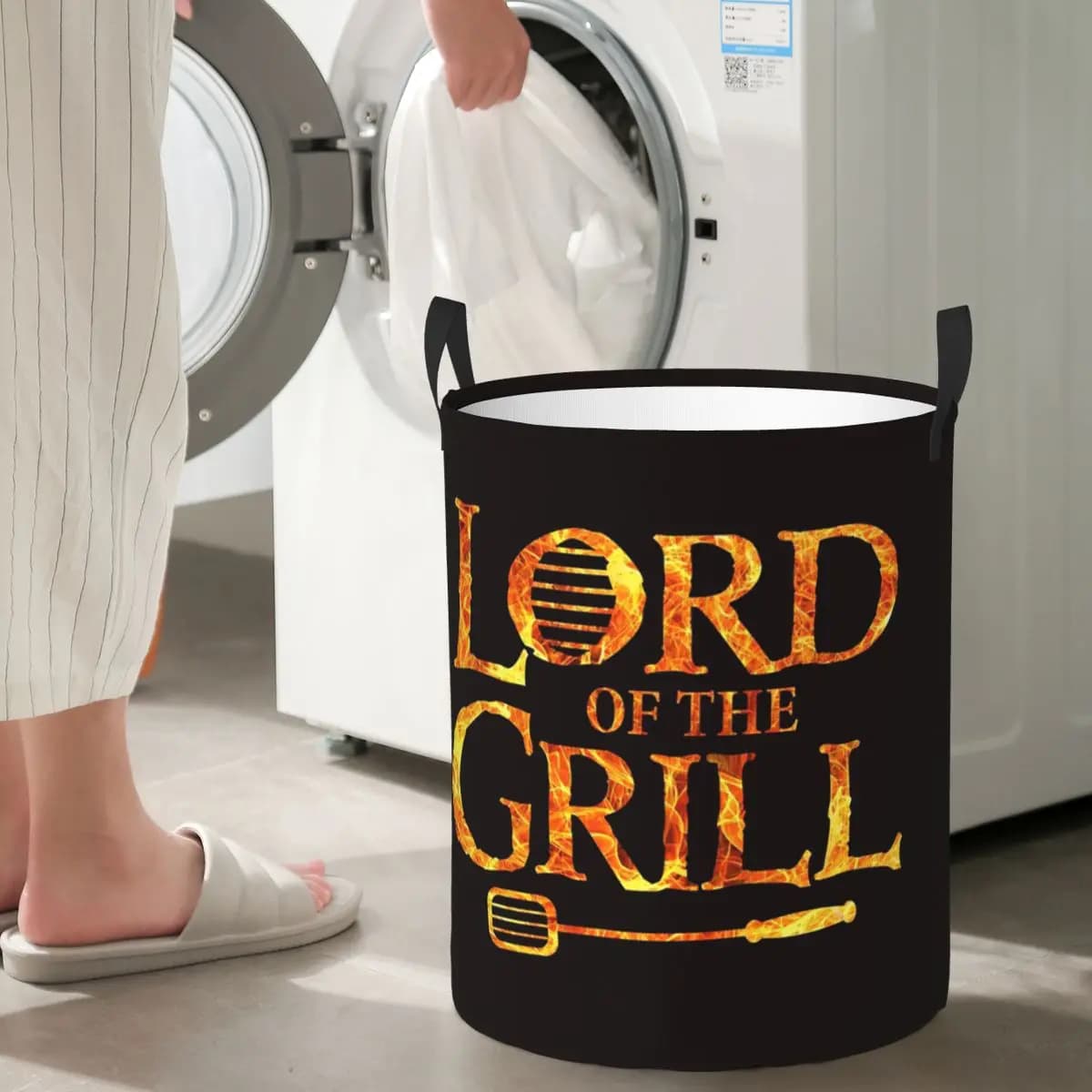 Lord Of The Grill, Barbecue Chef Cesti pieghevoli per biancheria, cesti per vestiti sporchi, cesti per giocattoli, borsa grande impermeabile