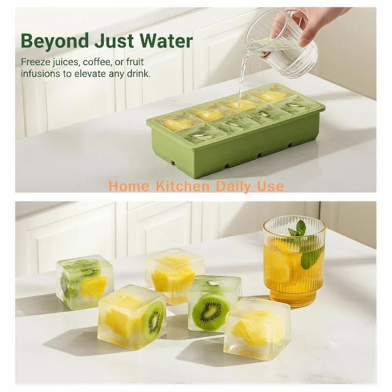 portableLarge Ice Block Mold Silicone Ice Cube Tray With Leak Proof Lid Easy Release For Home Summer Drink Partiescommonly used