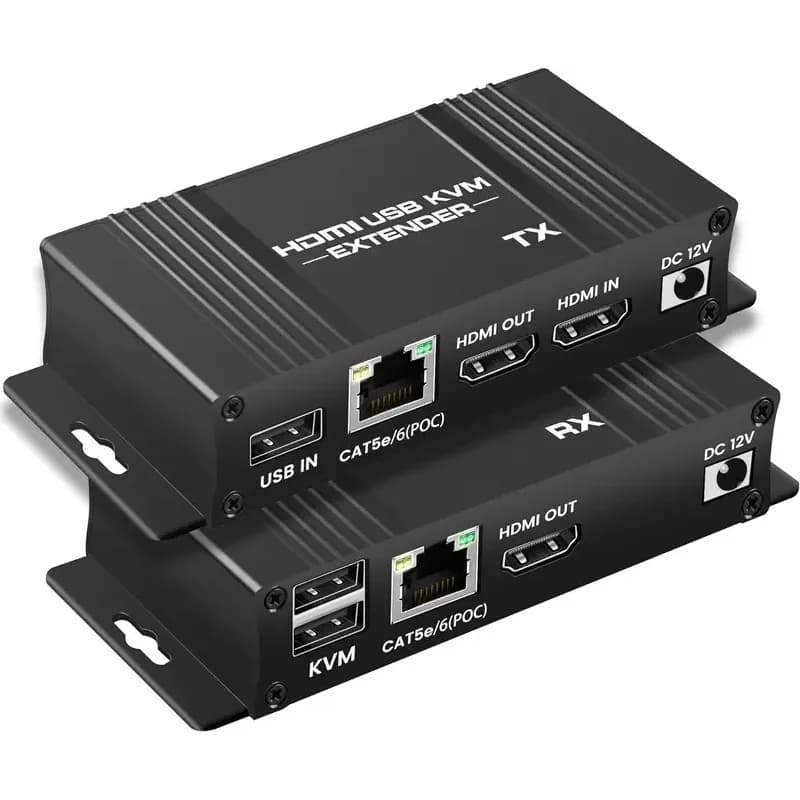 Extender USB HDMI KVM da 60 M su cavo Cat 5e/6/7 Ricevitore trasmettitore extender Ethernet 1080P con anello per computer PC