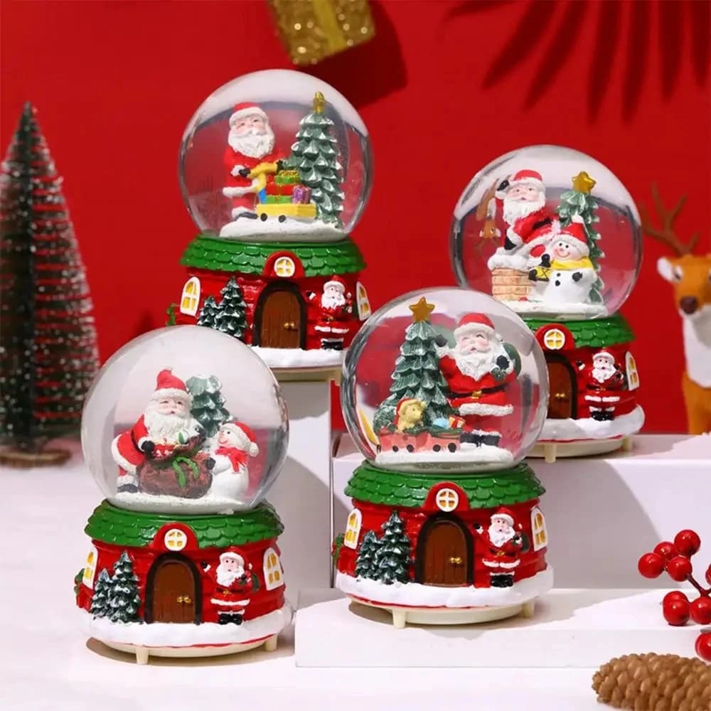 Fantasy LED Natale Palla di neve musicale Simpatico globo d'acqua Palla musicale Cartone animato Decorazione natalizia Palline di cristallo alimentate a batteria