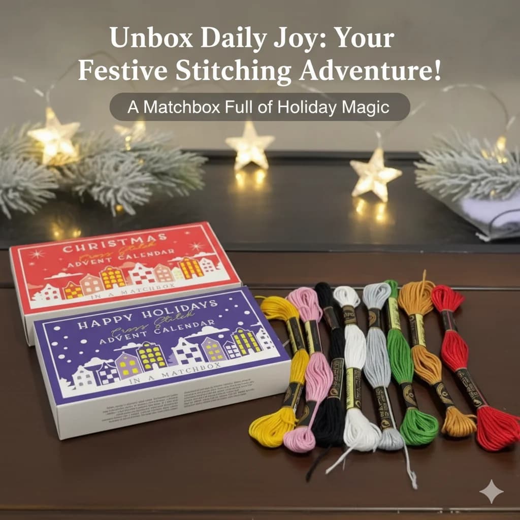 24 giorni conto alla rovescia punto croce calendario dell'Avvento kit da ricamo fai da te per regalo di Natale con filo interdentale vacanza conto alla rovescia artigianale