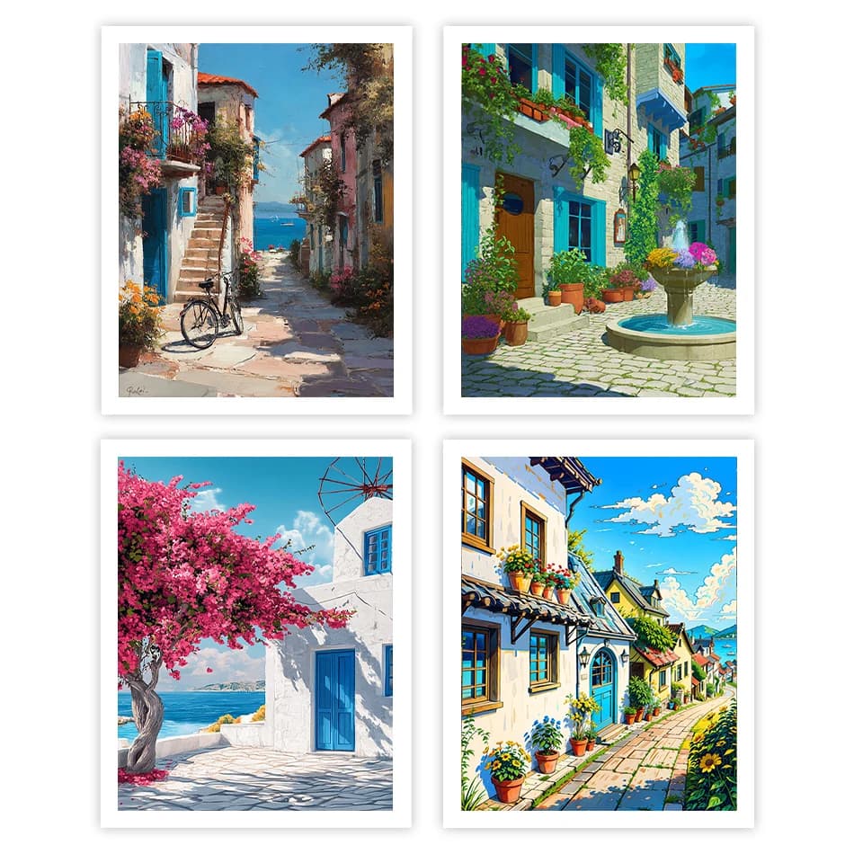 1pc frameless Painting By Numbers Acrylic Architectural Landscape Picture Paint Kit Digital oil paintings Set On Canvas Gifts