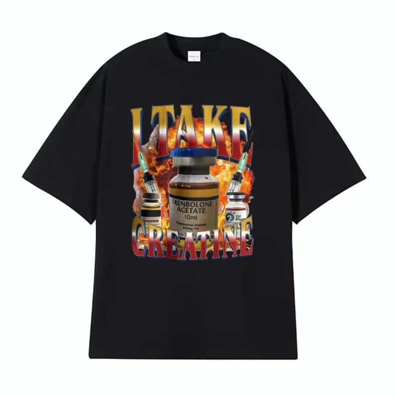 Divertente I Take Creatine Gym T Shirt Steroid Out of Pocket Meme T-shirt Donna Manica corta Hip Hop T-shirt casual
