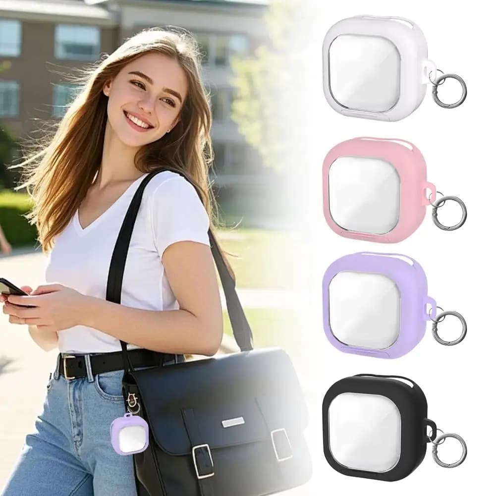 Custodia in silicone per auricolari con finestra trasparente e portachiavi, antiurto e antigraffio, per auricolari wireless