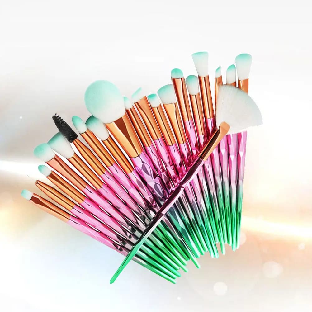 Set di pennelli per trucco da 20 pezzi, in fibra artificiale premium, con manico trasparente, strumento morbido per donna, per fondotinta quotidiano, eyeliner, labbra