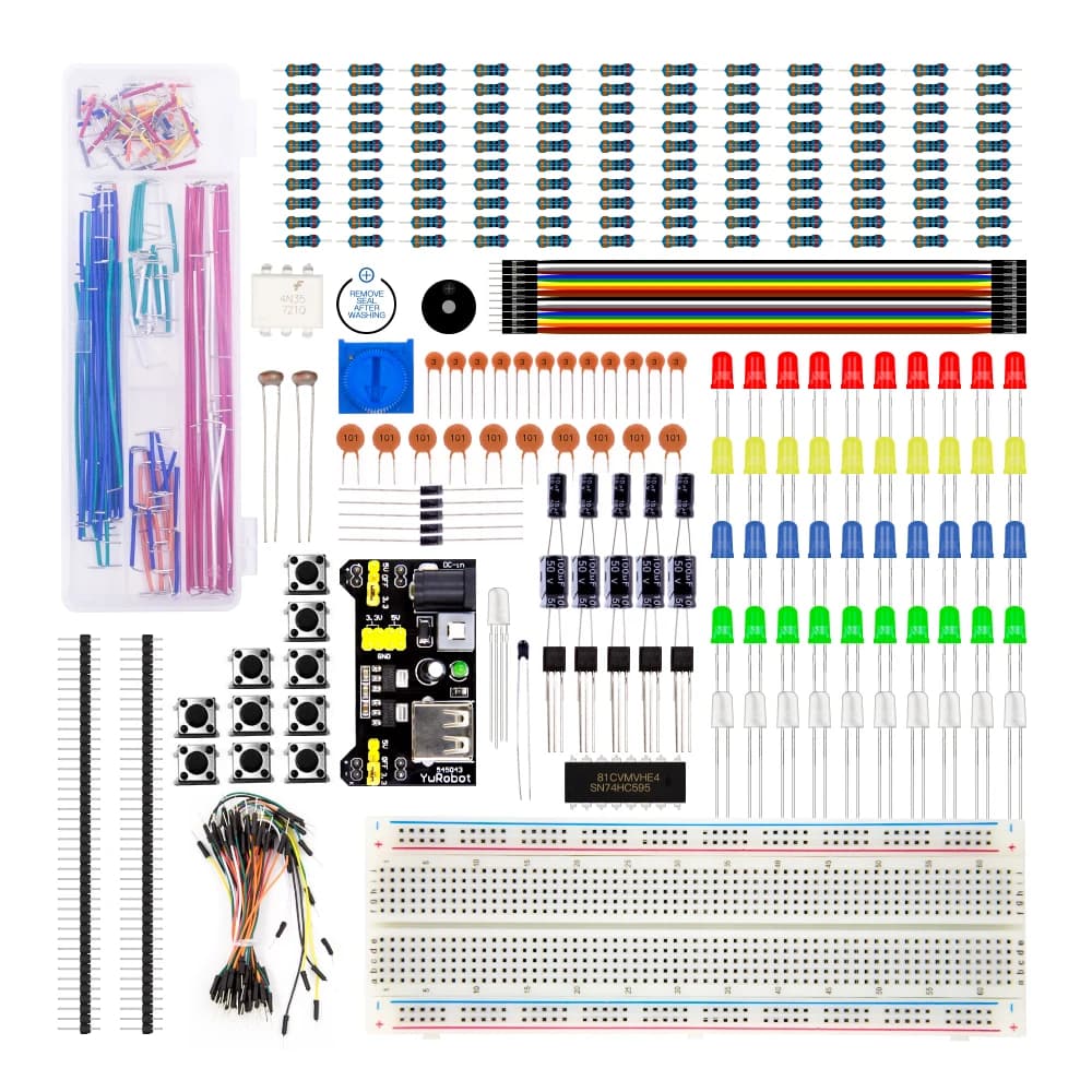 KUONGSHUN Electronic fun kit updated with power module, Jumper cable, precision potentiometer, compatible with Arduino, STM32