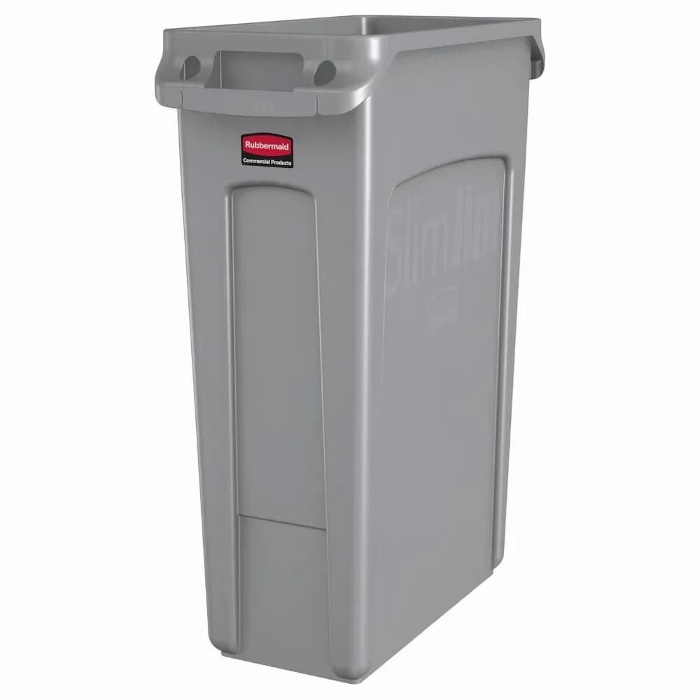 Cestino per Rifiuti in Plastica Rettangolare Sottile con Canali di Ventilazione, 23 Galloni, Grigio
