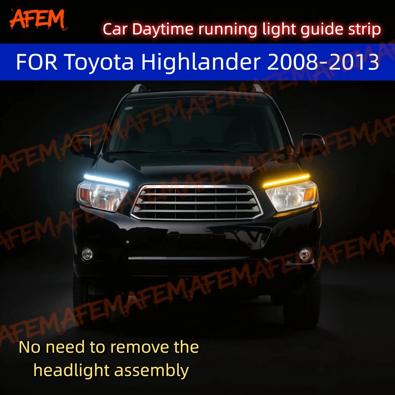 2Pcs 12V Led Guide Strip Headlight For Car Daytime Running Lights Turn Signal Bulb DRL FOR Toyota Highlander 2008-2013